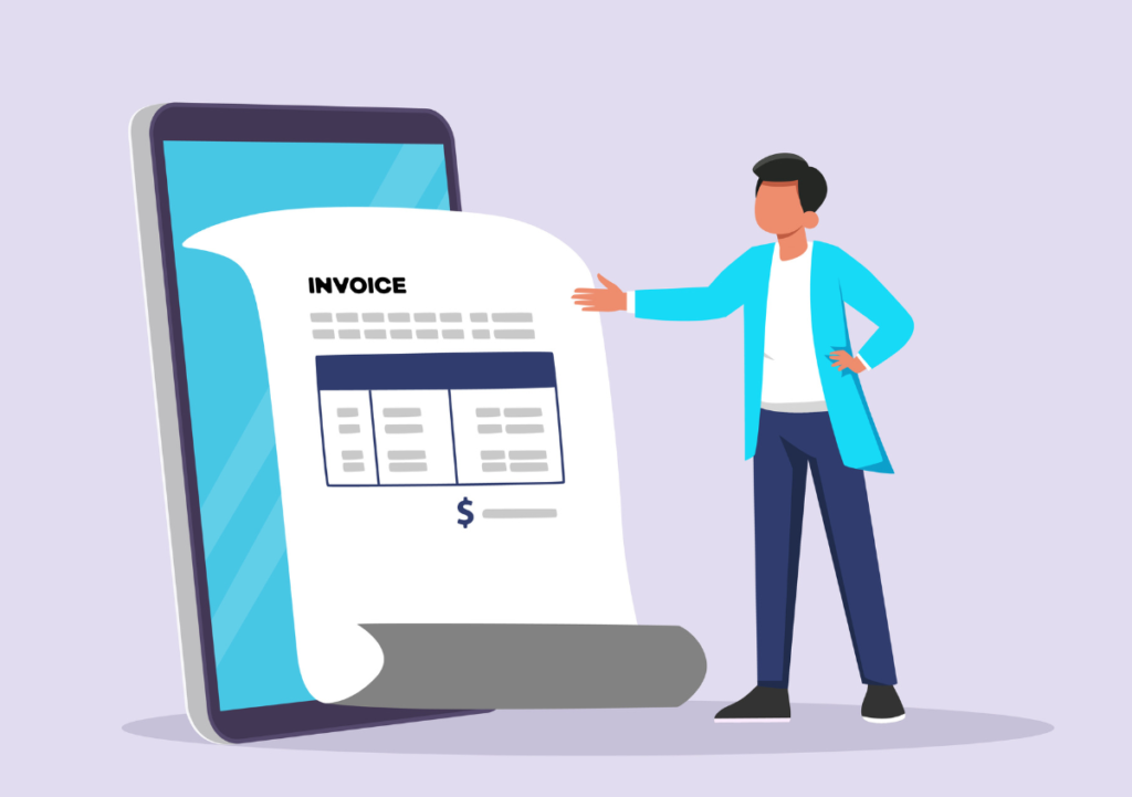 an employee approval automated invoice through a smartphone