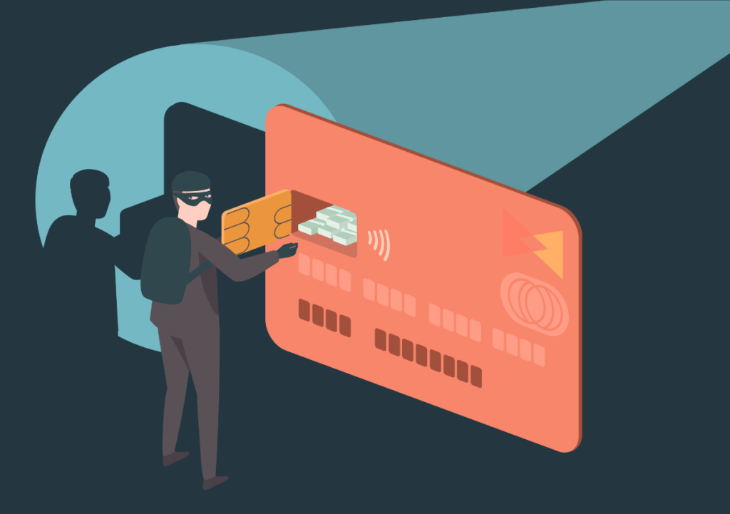 a thief stealing money using corporate card